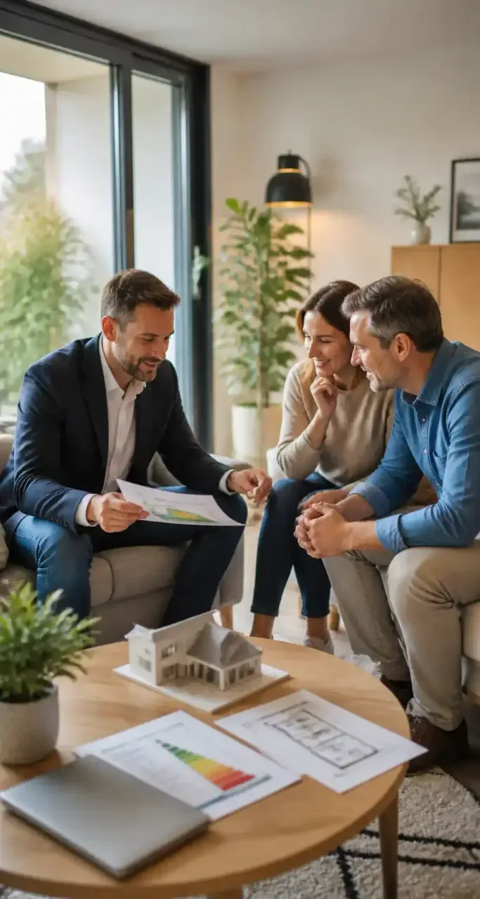 Conseiller en rénovation énergétique présentant les aides et primes aux propriétaires