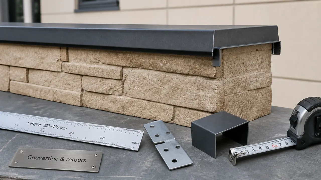 Couvertine mur avec retours anti-infiltration et dimensions