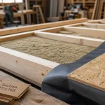 Section bois ossature 45x145 en mur : montants et isolant