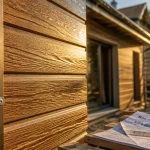 Bac acier imitation bois : bardage de façade imitation bois, reflets acier et fixation EPDM.