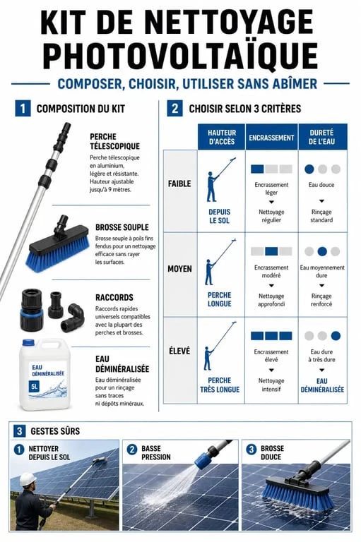 Kit nettoyage panneaux solaires photovoltaïques : composition, usages et conseils de sécurité