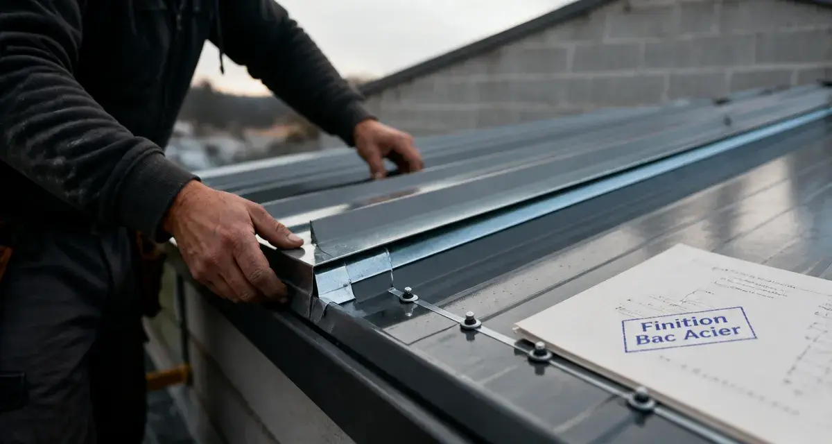 Finition bac acier avec rive et solin sur toiture TR14