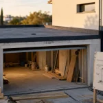 Garage toit plat en construction avec membrane d’étanchéité EPDM et relevés