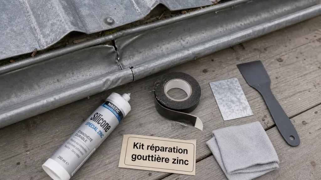 Fuite sur une gouttière en zinc : mastic, bande ou patch selon le dommage
