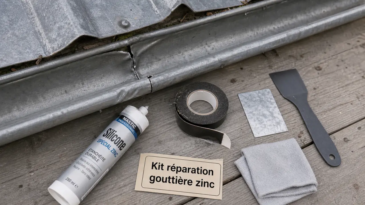 Kit réparation gouttière zinc : mastic, bande ou patch pour fuite sur gouttière zinc