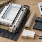 roto fenetre de toit et accessoires sur table : rotation et projection