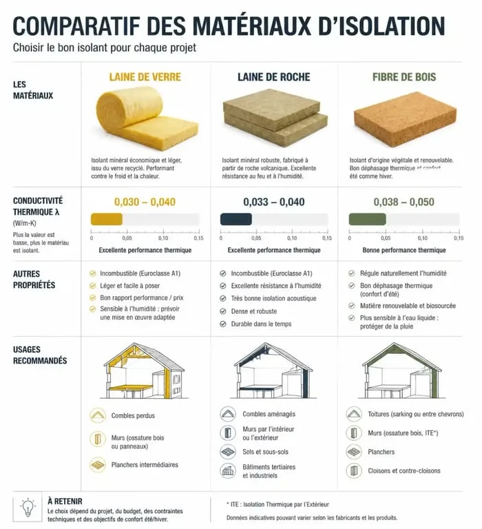 Comparatif des matériaux pour isolation thermique en rouleau
