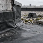 Toiture plate étanchéité : membrane EPDM et relevé contre acrotère