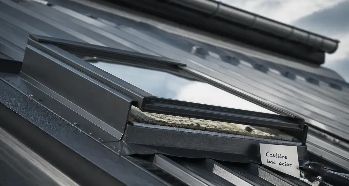Velux bac acier avec costière métallique