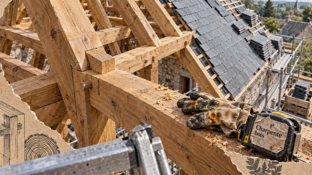 Charpente bois pour toiture : chevrons et pannes en bois